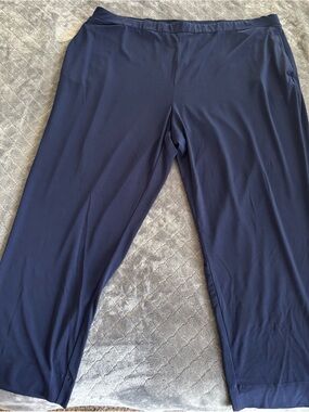 Susan Graver Navy Straight Leg Liquid Knit Pants